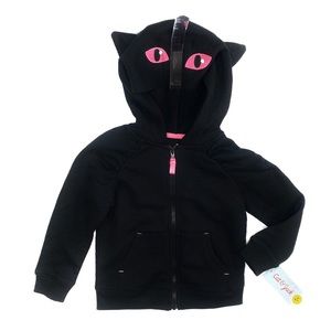 Cat & Jack Black Cat Kitty Ears Zip Up Jacket 4T